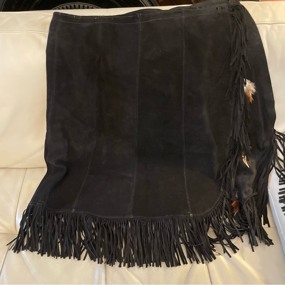 Fabulous Heavy Suede Poncho With Matching Wrap Sk… - image 3